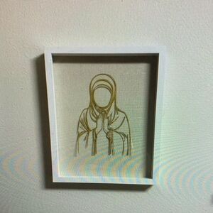 Framed Gold Line Art on White Canvas